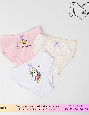Vedetina Unicornio Princes alg y lycra Pack x3 T4/18 JE TAIME