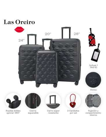 Set de Valijas 28'' 24'' y 20'' LAS OREIRO LOVE