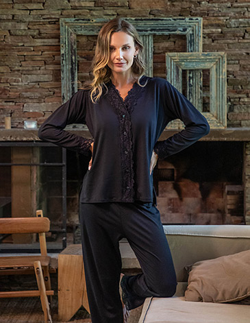 Pijama abotonado con puntilla Martina T5/7 BIANCA SECRETA