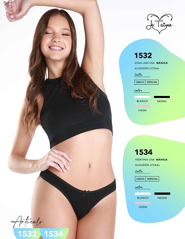 Vedetina alg y lycra Pack x3 Talles 2/3/4 JE TAIME