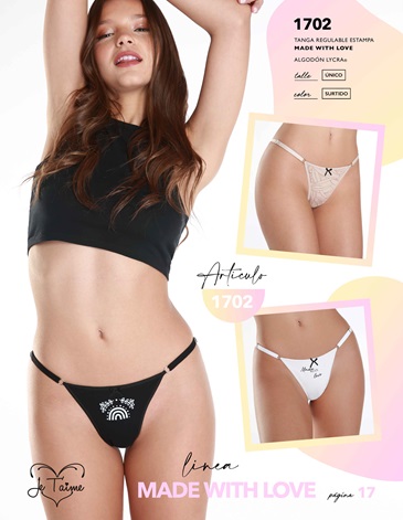 Colaless regulable alg y lycra Made Whit Love Pack x3 JE TAIME