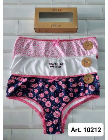 Culotte algodon y lycra  Pack x3 SAYKA