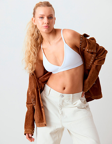 Corpiño triangulo s/taza de microfibra doble T85/105 BRIGITTE