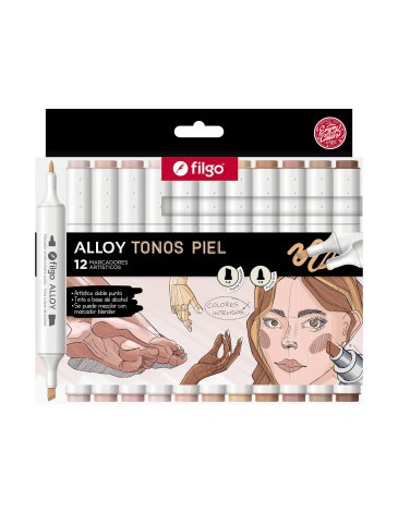 Marcador Artistico Piel doble punta Alloy/Estuche x12 unidades FILGO