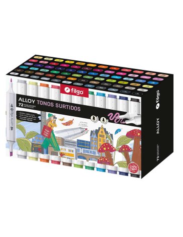 Marcador artistico doble punta Alloy Estuche x 72 Unidades FILGO