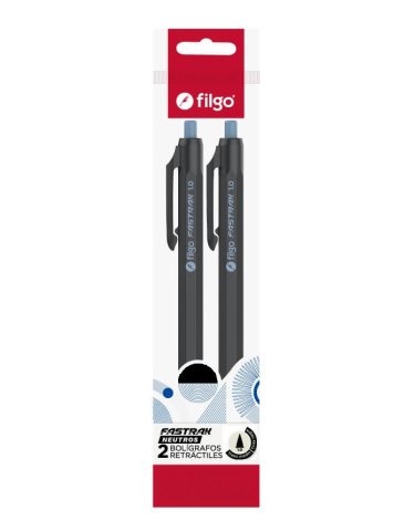 Boligrafo Retractil NEGRO Fastrak 1.0 Pack x2 FILGO