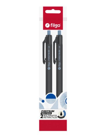 Boligrafo retractil AZUL Fastrak 1.0 Pack x2 FILGO