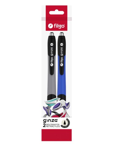 Boligrafo Retractil Ginza 1.0 Flow Pack x2 Negro FILGO