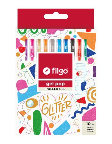 Roller Gel Gel Pop / Estuche x 10 Glitter FILGO