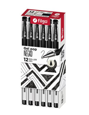 Roller gel Gel Pop x 12 Negro FILGO