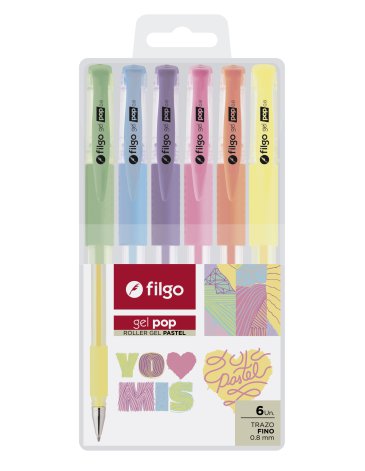 Roller gel Gel Pop / Estuche x 6 pastel FILGO