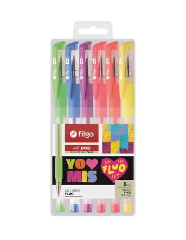 Roller gel Gel Pop / Estuche x 6 Fluo FILGO