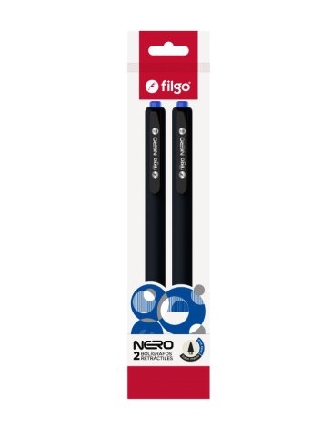 Bolígrafo Retráctil Nero x 2 Negro FILGO