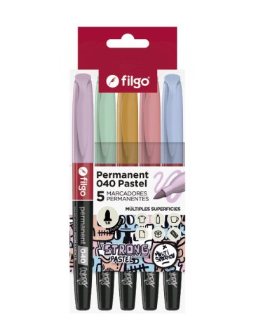 Marcador Permanente 040  Pastel Strong x 5 FILGO