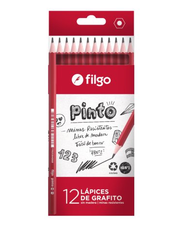 Lapiz Grafito de resina Pinto HB / Caja 12 FILGO
