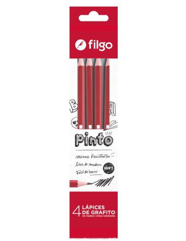 Lapiz Grafito de resina Pinto HB / Flow pack 4 FILGO