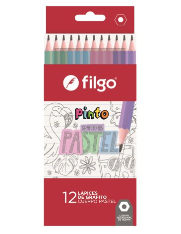 Lapiz Grafito de resina Pinto HB / Caja x 12 pastel FILGO