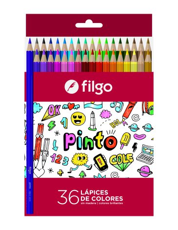 Lapices colores de resina Pinto / Estuche x 36 surtido FILGO