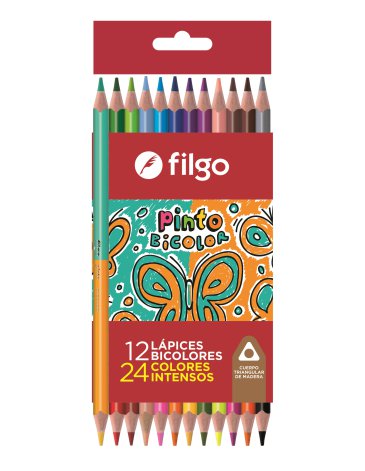 Lapices colores de madera Pinto / Estuche x 12 Bicolor FILGO